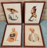 4 20th Century Orig. Watercolor Portraits by Yatanabon Maung Su