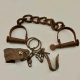 Antique Prison / Chain Gang Leg Shackles / Hand Cuffs