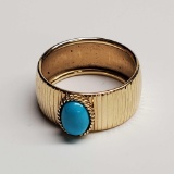 14K Yellow Gold & Blue Cabochon Ring