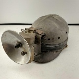 Leather And Metal Coal King Miner?s Helmet And Justrite Miners Carbide Lamp Light