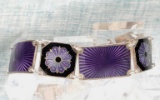 Vintage Modernist David Andersen Guilloche Enamel Flower Petal Bracelet
