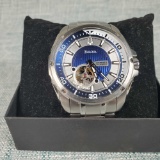 Bulova Automatic 21 Jewel Stainless Steel Skeleton Men's Wrist Watch