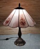 Meyda Tiffany Stained Glass Table Lamp with Flower Decoration