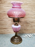 Fenton Cranberry Opalescent Hobnail Lamp