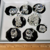 8 Swarovski Miniature Figurines with Mirror Displays