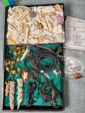 Tray of Carved Bone Animal Pendants & Other Ethnic Jewelry