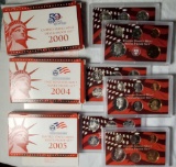 3 San Francisco United States Mint Silver Proof Sets - 2000, 2004 and 2005