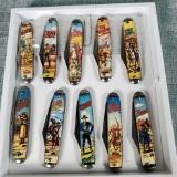 Lot Of 10 USA Made Wild West TV Advertising Pocket Knives