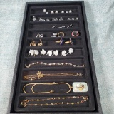 Lot Of Sterling Vemeil Jewelry & Mens Cuff Links, Dress Shirt Buttons, Lions Club Pins & Fob