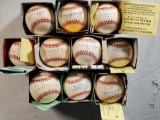 12 Hall of Famer Autographed Baseballs from Signing Events with Tickets and Flyers