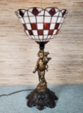 Stained Glass Lamp with Cherub Base