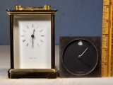 Movado 16 Jewels Wind Up and Tiffany & Co Carriage Style Quartz Desk Clocks