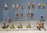 Tray lot of 19 Medieval Knight Miniatures Including Alymer Banners Forward