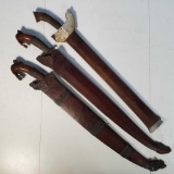 Three Indonesian Kris (or Keris) Dagers with Sheaths