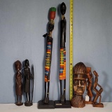 7 African and Hatian Wood Carved Figures