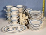 45 pcs Wedgwood Blue and White Queens Ware China Dinner Ware
