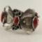 Vintage Pawn Sterling Silver & Red Coral Signed Monogram KB Native American Cuff Bracelet