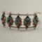 Vintage Navajo Pawn Sterling Silver Petit Point Turquoise & Red Coral Cuff Bracelet