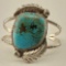 Vintage Pawn Julian Fred Hopi Sterling Silver & Kingman Turquoise Cuff Bracelet