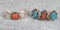 2 Navajo Cuff Turquoise & Coral Sterling Silver Cuff Bracelets