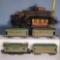 Four Piece Lionel Tin Pullman O Gauge Toy Train Set with Transformer and Station House