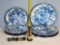 Tray Lot of Granitewate Plates and Bowls, Tin Litho Umbrella Man and Shooter Marbles