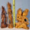 3 Balinese/Thai Wood Carved Diety Figures