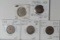 5 1868 Rev of 67 Die Variety Shiled Nickels -2 RPD, 3 DDO