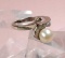 14k White Gold Pearl Ring with Diamond Chip Accent