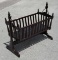 Antique Slatted Dark Wood Rocking Cradle