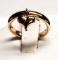 14K Yellow Gold Band With Hanging Heart Ring