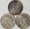 3 US Silver Peace Dollars - 1922 DDO, 1922 and 1923