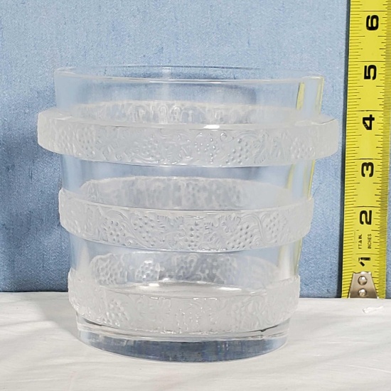 5" Lalique Crystal Lave-Raisins (wine rinse) Ricquewihr Ice Pail/ Vase