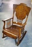 Pressed Back Oak Rocking Chair