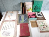 Collection of Vintage Books & 1946 Vargas Calendar