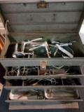 Metal Tool Box with Vintage Medical Instruments