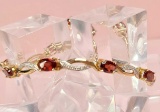 10k Gold Garnet & Diamond Bracelet