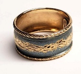 14K Yellow Gold Milor Blue Enamel Ring