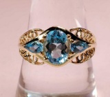 14k Gold Blue Topaz Ring