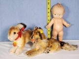 2 Steiff Animals and Cameo Kewpie Doll