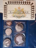 1971 .999 Silver Empire of Iran First Limited Issue 5 Pc Coin Set in Album with COA