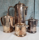 4 Pc. Antique Pennsylvania Railroad Silver Plate Coffee & Tea Set