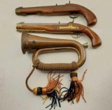 2 - Jukar Flintlock Pistols & Signal Horn