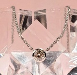14k White Gold Bezel Set 1/2 Ct Diamond Necklace