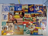 Tray Lot of Vintage Western Theme Fruit Labels, Sheet Miusic and More