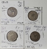 4 Varied 1868/ Rev of 68 Shield Nickel Transitional and 