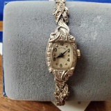 Platinum & Diamond Hamilton 17 Jewel # 750 Ladies Wrist Watch