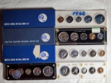 8 US silver Proof Sets and Special Mint Sets in Lucite Displays