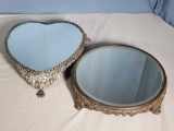 Round and Heart Form Antique Plateau Mirror Displays