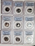 9 PCGS PR69DCAM Silver Proof State Quarters - 2000-S, 4 2004-S and 4 2005-S